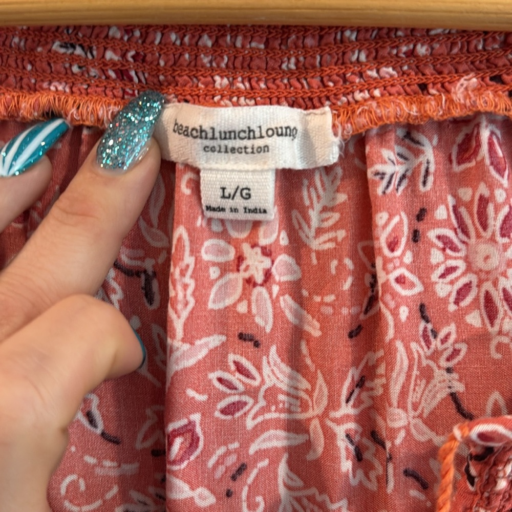 beachlunchlounge | Peach Long Sleeve Tie w/ Tassle Front Blouse - Picture 5 of 13